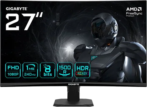 Gigabyte 27" GS27FC2 FHD 240Hz FreeSync Premium VA Curved Gaming Monitor