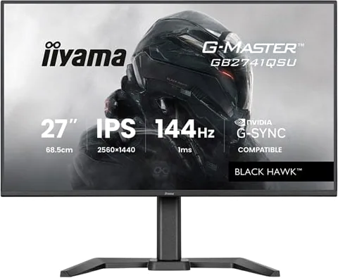 iiyama 27" GB2741QSU-B1 G-Master BLACK HAWK QHD 144Hz Adaptive Sync IPS Gaming Monitor