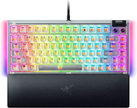 Razer BlackWidow V4 75% Orange Switch Phantom White Mechanical Gaming Keyboard- US Layout