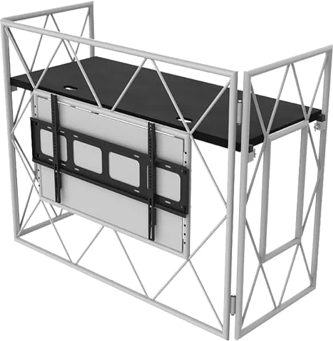 ULITMAX - TrussBooth-WH Professional-Grade Aluminium Truss DJ Booth with VESA TV Mount and Shelf (White) + Carry Bag