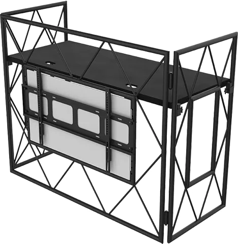 ULITMAX - TrussBooth-BK Professional-Grade Aluminium Truss DJ Booth with VESA TV Mount and Shelf (Black) + Carry Bag