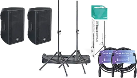 Yamaha - DBR15 15" 2-way Powered Loudspeaker (Pair) with Stands & Cables