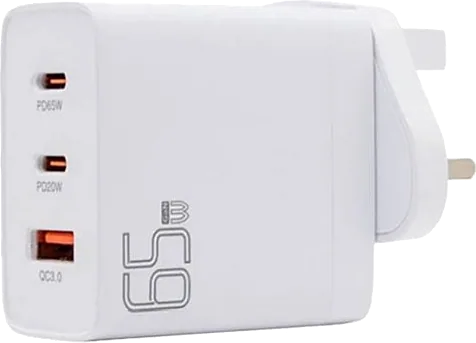 Pama 65W USB-C/A Compact Smart 3-port GaN Charger 2C1A UK Wall Plug