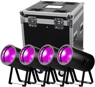 LEDJ - 150W COB RGBL Zoom Par x4 & Flight Case
