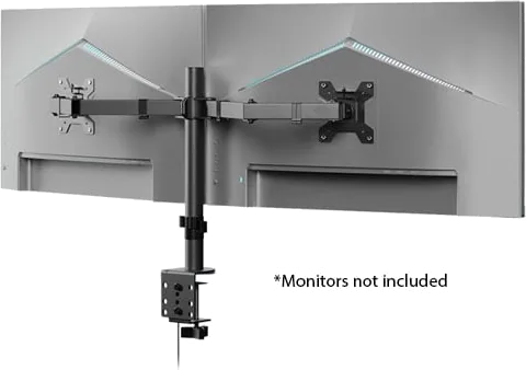 CONX Dual Monitor Stand 10 to 30 Inch Monitors Desk Clamp Height/Tilt/Rotate/Swivel/Pivot