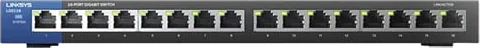 16 Port Linksys LGS116P PoE+ Switch, Desktop, 16x GbE RJ45 (8 x PoE+), QoS, 80W Budget, Rail Kit
