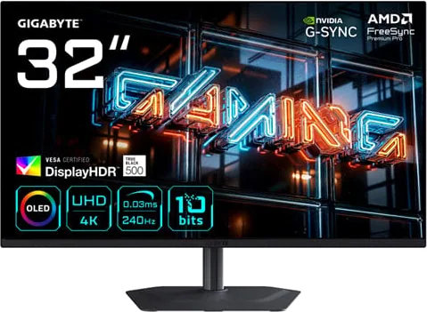 Gigabyte MO32U24 32" 4K UHD 240Hz QD-OLED FreeSync Premium Pro Gaming Monitor