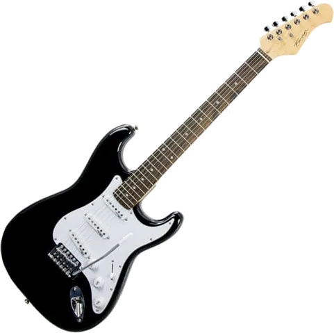 Fairclough - S-Style Guitar Black SSS Rosewood Fingerboard White Pickguard