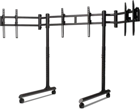 Next Level Racing Freestanding Triple Monitor Stand, up to 43", Etched Markings, 50kg Max Weight, Steel, Round Tube