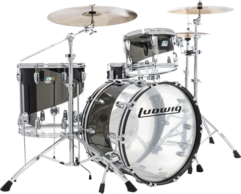 (Open Box) Ludwig 50th Anniversary Vistalite FAB 22" 3pc Shell Pack - Smoke/Clear Swirl