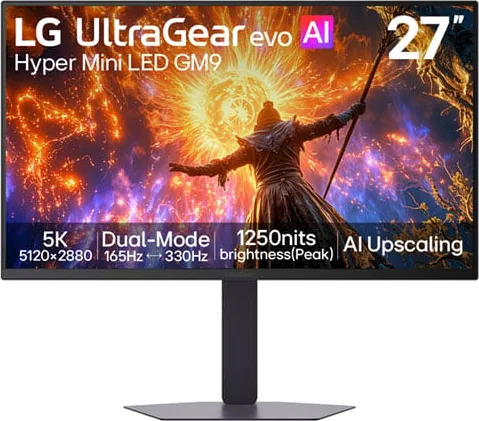 LG UltraGear evo GM9 27GM950B-B 27" 5K 165Hz / QHD 330Hz Dual Mode FreeSync Premium IPS Monitor