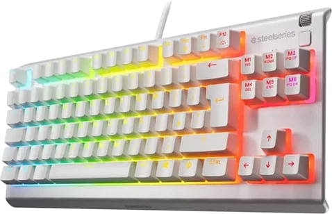 Steelseries Apex 3 Wired White Whisper-Quiet Switch UK Tenkeyless RGB Mechanical Gaming Keyboard