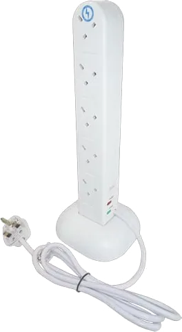 Tower 2 Metre 10 Socket Mains Extension Lead with Standing Mount