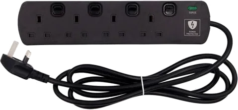 Tower 2 Metre 4 Socket Individually Switched Mains Extension Lead