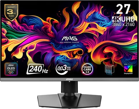 MSI 26.5" MAG 272UP QD-OLED X24 240Hz 4K OLED Gaming Monitor