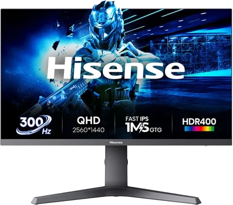 Hisense 27G6QUK 27” QHD 300Hz Freesync Premium HDR400 Fast IPS Gaming Monitor