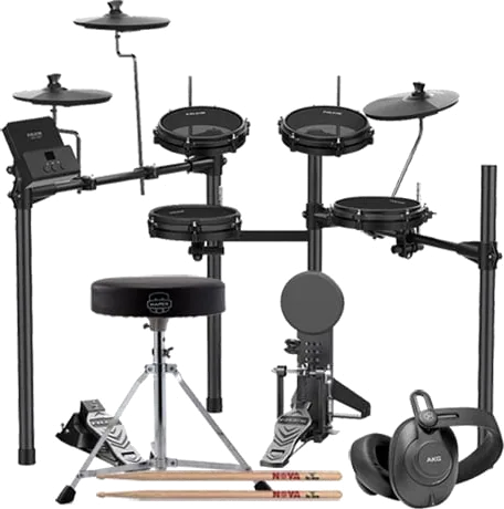 NUX - DM-110, All Mesh Head Portable Digital Drum Kit, Headphones, Sticks and Drum Throne