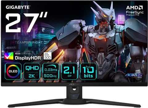 Gigabyte AORUS 27" FO27Q5P QHD 500Hz FreeSync Premium Pro QD-OLED Monitor