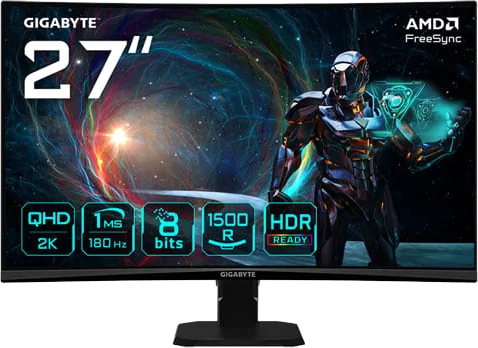 Gigabyte 27" GS27QCA QHD 180Hz AMD FreeSync Curved Monitor