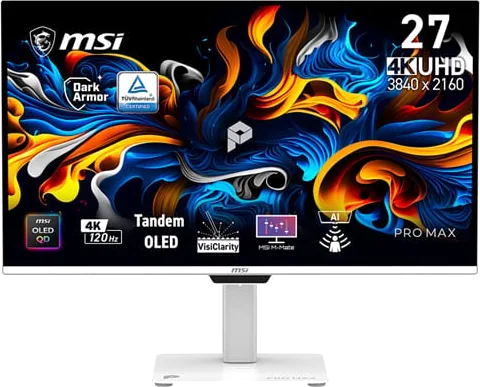 MSI PRO MAX 271UPXW12G 27" 4K 120Hz AMD FreeSync Premium Pro HDR400 QD-OLED Gaming Monitor