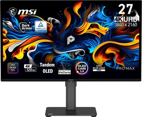 MSI PRO MAX 271UPX12G 27" 4K 120Hz AMD FreeSync Premium Pro HDR400 QD-OLED Gaming Monitor
