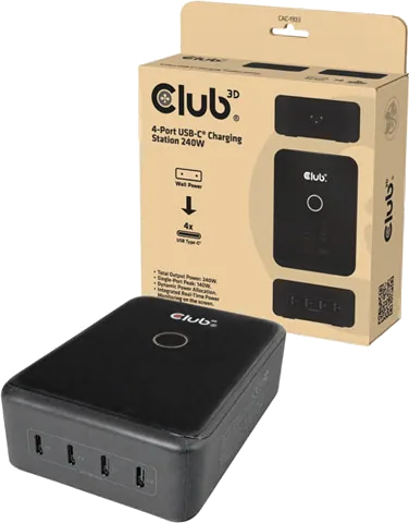 Club3D CAC-1933 4-Port USB-C 240W GaN Charging Station