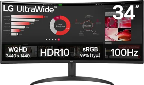 LG 34" Ultrawide 34WR50QK-B QHD Curved HDR Gaming Monitor