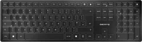 CHERRY KW 9100 SLIM Wireless Keyboard, 6 Hot Keys, Rechargeable Battery, BT/2.4Ghz RF, AES-128 Encryption, Nano USB