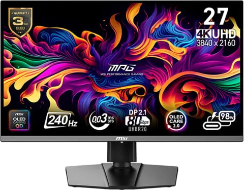 MSI 27" MPG 272URX QD-OLED 4K 240Hz Adaptive Sync HDR400TB Gaming Monitor