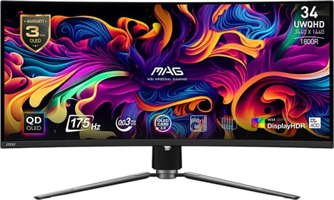 MSI MAG 341CQP QD-OLED 34" UWQHD 175Hz FreeSync Premium Pro Curved HDR Monitor