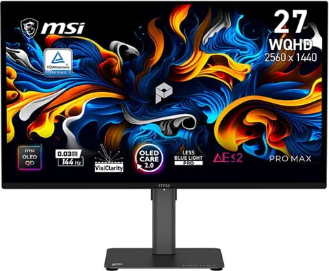 MSI PRO MAX 271QPX14G 27" QHD 144Hz AMD FreeSync HDR QD-OLED Gaming Monitor