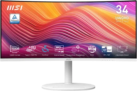 MSI Modern MD342CQPW 34" UWQHD 120Hz Curved White AdaptiveSync HDR VA Gaming Monitor