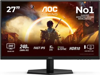AOC AGON Q27G42ZE 27" 2K 240Hz G-SYNC Compatible HDR10 Fast IPS Gaming Monitor