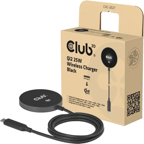 Club3D Wireless Charger Qi 2.2 MagSafe Compatible Magnetic Pad